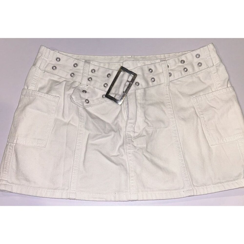 Y2K White Denim Mini Skirt size M